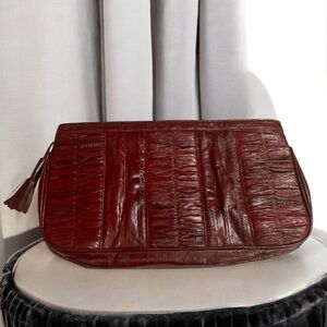Back Bay Ltd Vintage Eel skin Clutch purse and Belt Burgundy/ Dark Red